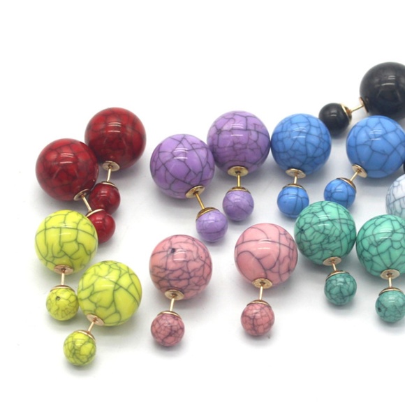 Unique Yellow Double Sided Front Back Earrings - Picture 3 of 4